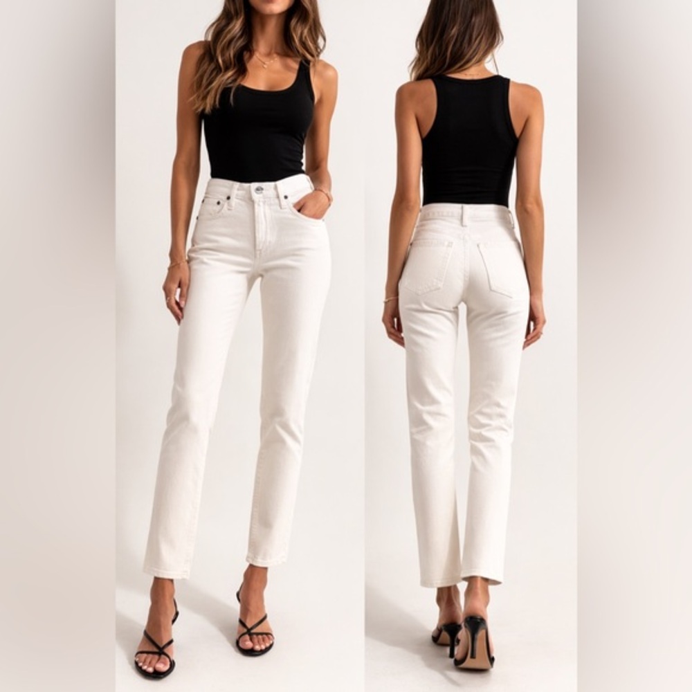 AGOLDE Wilder High Rise Slim Straight Ivory Jeans Size 26